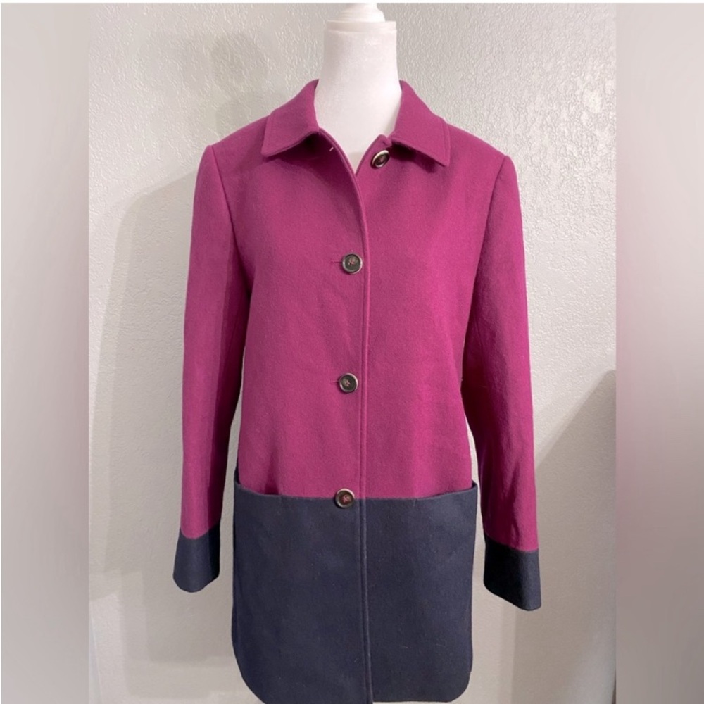 Ladies Brooks Brothers 346 Wool car coat two tone color blocked dress coat 12